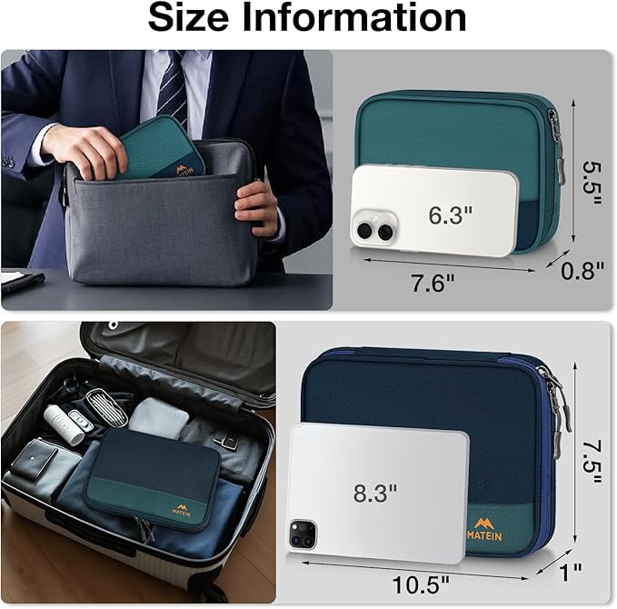 MATEIN Electronics Organizer Travel Case 2 Pack, Backpack Organizer Pouch | Water Resistant, Portable Electronics Case, Carrying Bag for Cable, Changer, Earphone, for Electronic Accessories - Image 6