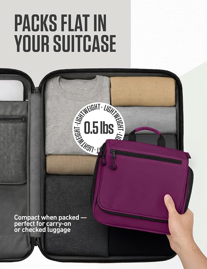 VENTURE 4TH Hanging Travel Toiletry Bag, 18 Compartments - Navy Blue | Hangs on rails, hooks or doors; stands upright. Removable TSA pouch. Water-resistant Nylon 290D Twill, reinforced stitching. - Image 8