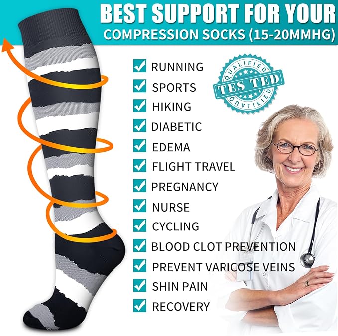 Copper Compression Socks for Women & Men (6 pairs) - Best Support for Nurses, Running, Hiking, Recovery - Image 5