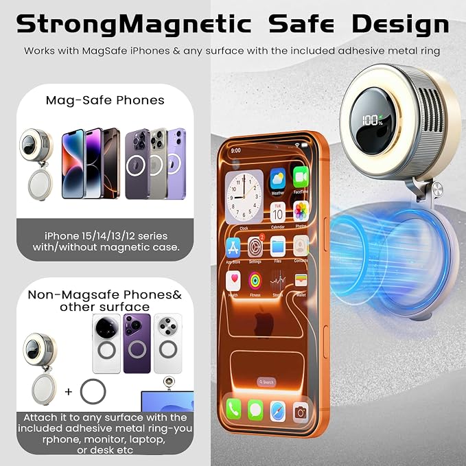 Portable Clip-On Fan, Mini USB Rechargeable 360° Rotatable Fan, Personal Fan 3-Speed Silent Mini Bladeless Fans (Sliver-2000mAh) - Image 3