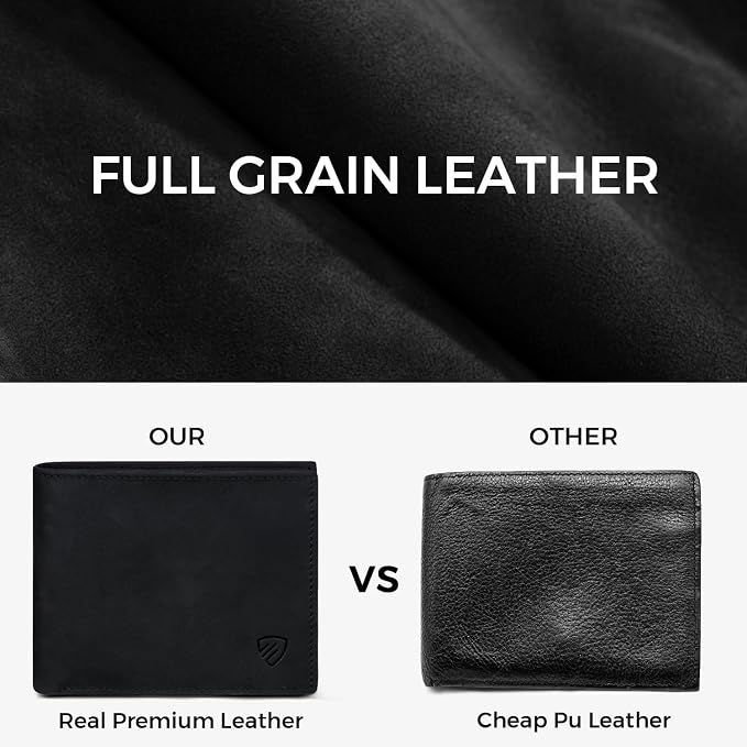RUNBOX Wallet for Men|Slim Bifold Rfid Blocking Leather Wallet|Front Pocket | Genuine Leather,Handmade,8 Card Slots,ID Window,Money Pocket,Coin Pocket, Gift for Men,Minimalist Compact - Image 5