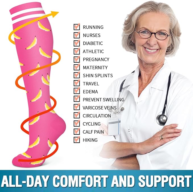6 Pack Copper Compression Socks for Women and Men Circulation-Best Support for Medical,Running,Nursing,Athletic - Image 6