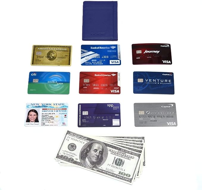KALMORE womens Credit Holder Genuine Leather Slim Minimalist Card Case Wallet, Black With Id Window - Image 7