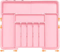 Silverware Organizer Expandable Kitchen Utensil Drawer Organizer Large BPA Free Adjustable Cutlery Silverware Tray for Spoons Forks Knives Storage Divider for Kitchen Flatware 6-9 Slots Pink by Spaclear