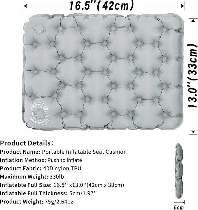 Inflatable Seat Cushion, Porous Design Sitting Pad, Air Seat Cushion, Portable Seat Cushions for Airplane Wheelchair Office Camping - Image 2