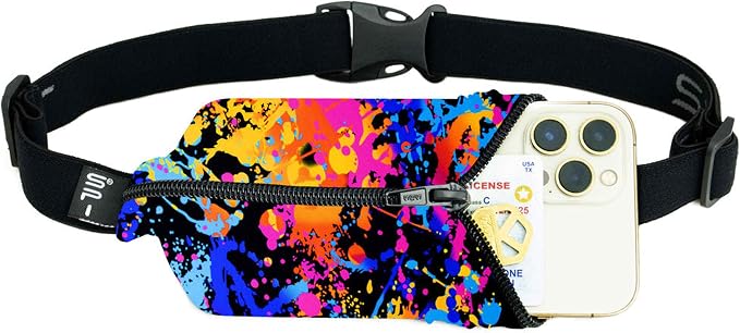 SPIbelt Running Belt Original for Women Men, Phone Holder for Running, Running Fanny Pack, Holder for Phone, Running Waist Pack, Adjustable Waist, [Fits All Phones]. Rave with Black Zipper by SPIbelt