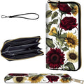 Wallet,Leather Long Wallet Suitable For Ladies And Teenagers - Detachable Wristband + RFID Travel Wallet With Card Slot - Roses Sunflower by Unknown