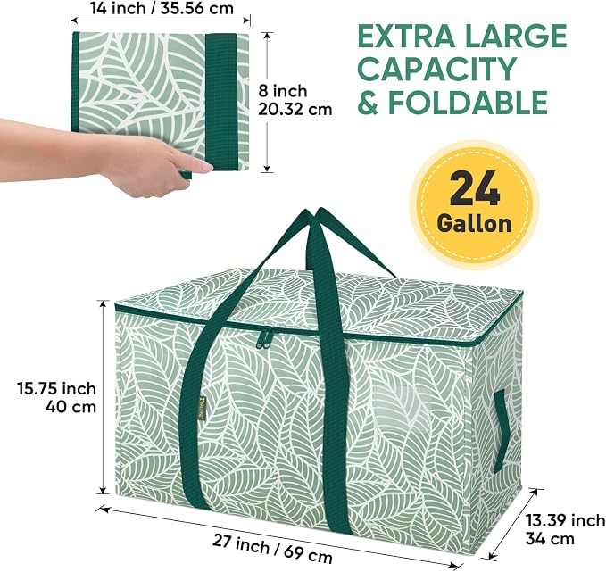 BALEINE 2-Pack Oversized Moving Bags with Reinforced Handles, Heavy-Duty Storage Tote for Clothes, Moving Supplies (Antique Folidage, 2-Pack) - Image 2
