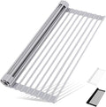 HANZENMA Roll Up Dish Drying Rack Over The Sink Kitchen Roll Up Sink Drying Rack Multipurpose Foldable Sink Drying Mat, Heat-Resistant, Anti-Slip & Anti-Rust Dish Rack for Kitchen, 20.5" x 13", Grey by HANZENMA