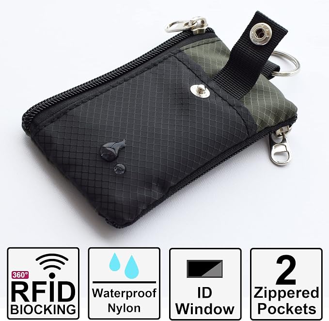 CHENSPRX Minimalist RFID Blocking Small Wallet with ID Window,WaterResistant Zip Id Case Wallet with Lanyard Keychain for Cards,Cash,Travel,Women,Men - Image 2