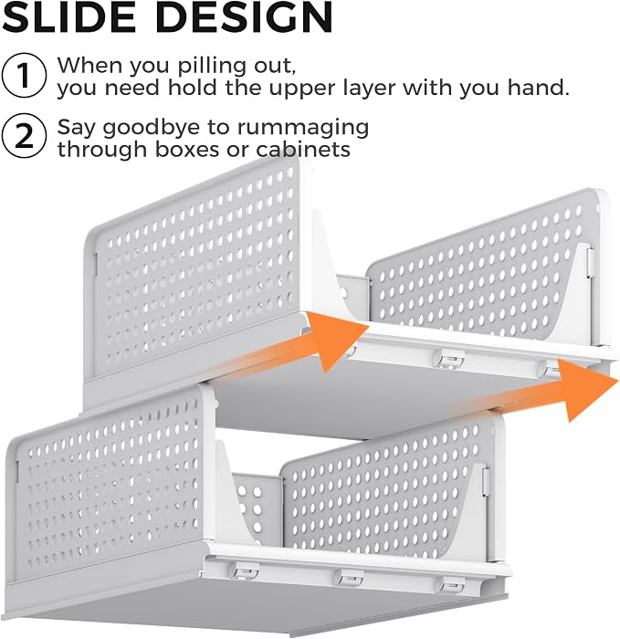 5 Pack Stackable Plastic Storage Closet Organizers and Storage Bins Drawer Shelf Storage Container for Wardrobe Cupboard Kitchen Bathroom Office White | Drawer Shelf Storage Container for Wardrobe Cupboard Kitchen Bathroom Office White Foldable Multifu... - Image 9