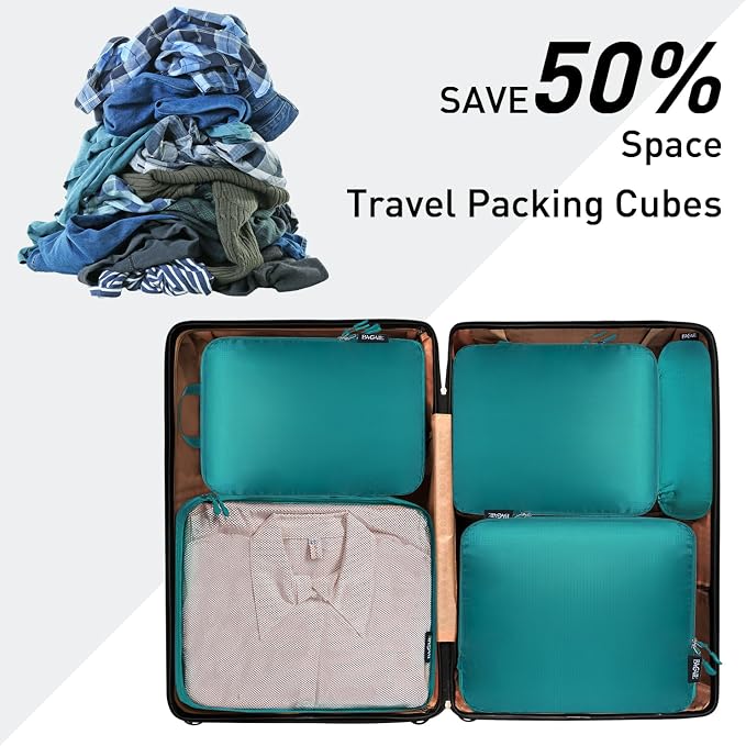 Bagail Ultralight Compression Cubes 7 Set - 3 Packing Cubes, 3 Organizers, and 1 Shoe Bag - Image 6