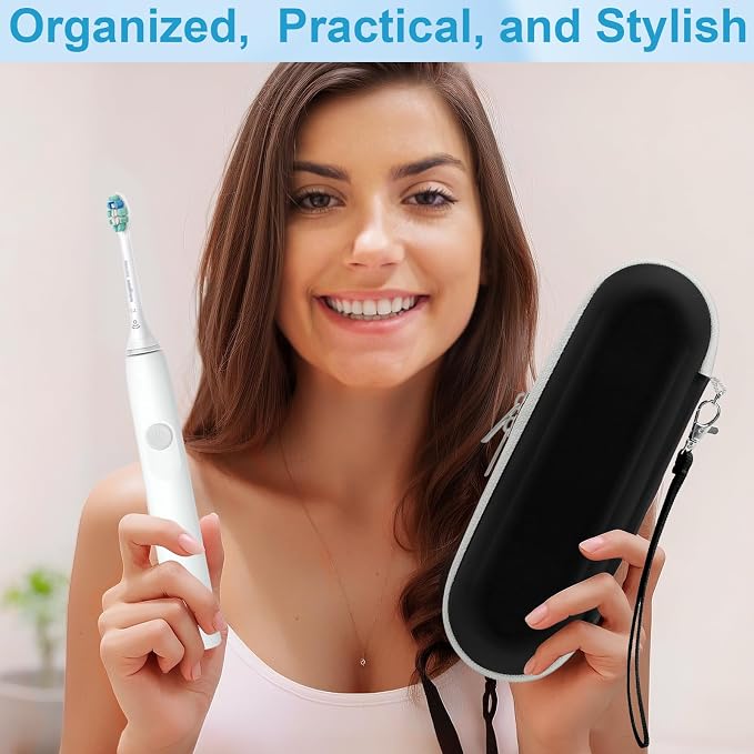 ICIMBI Electric Toothbrush Travel Case for Philips Sonicare 4100 6100 5100 6500 Series Electric Toothbrush, Hard EVA Toothbrush Protective Holder, Water-Resistant（Includes 2 Brush Head Covers） - Image 7