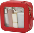 Aveniee Mini Clear Makeup Bag, Small Cosmetic Bags Travel Toiletry Pouch Organizer, TSA Approved Make up Case with Zipper, Car Bag for Essentials,Red by Aveniee