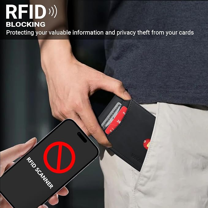VATAN Wallet for Men Slim RFID Blocking Leather Credit Card Holder Wallet for 15 Cards, Bifold Minimalist Thin Wallet with 2 ID Windows & Cash Slot, With Gift Box (Crazy Horse Black) - Image 8