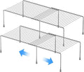 Kitchen Cabinet Expandable Shelf Organizers Set of 2, Adjustable Metal Wire Pantry Storage Shelves, Plate Dish Organizer Rack for Cabinets, Cupboard, Counter, Freezer, Countertop, Chrome by GEDLIRE