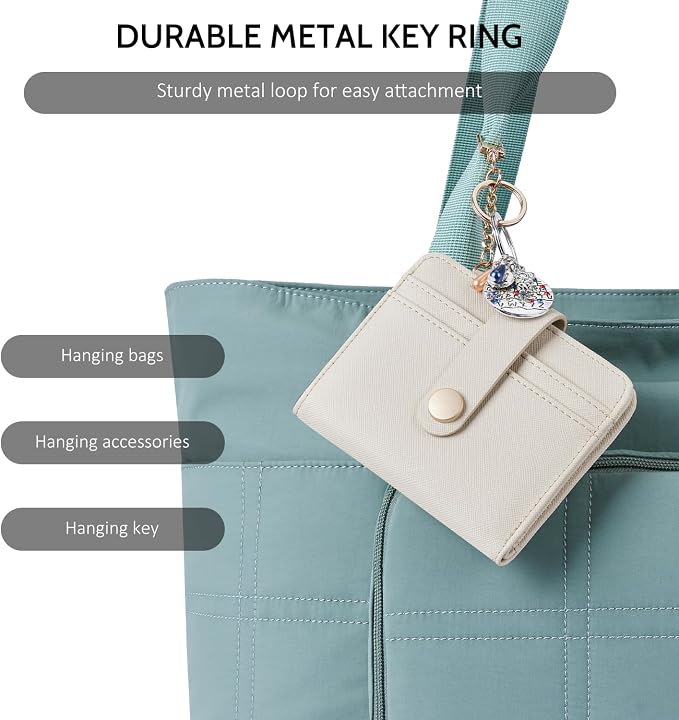 POIUGOYA Slim Wallet for Women,RFID Blocking Bifold Credit Card Holder with Zipper Coin Pocket,ID Window,Keychain - Image 6