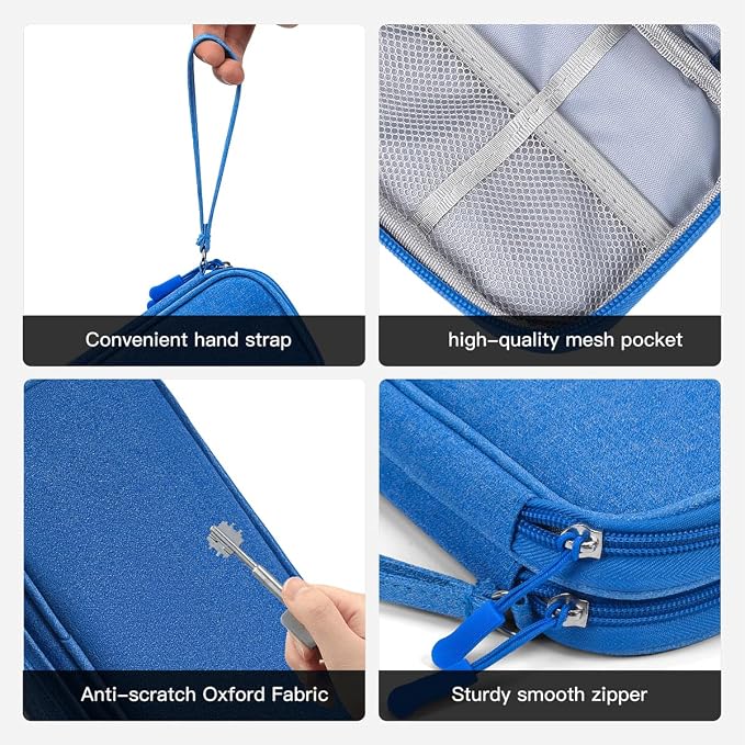 CAAORDKSO Travel Cord Organizer Case, Electronic Accessories Bag, Tech Electronic Case, Electronics Travel Organizer Bag for Cable, USB, Cord, Charger, Phone, Power Bank, Earphone (Blue, Large) - Image 5