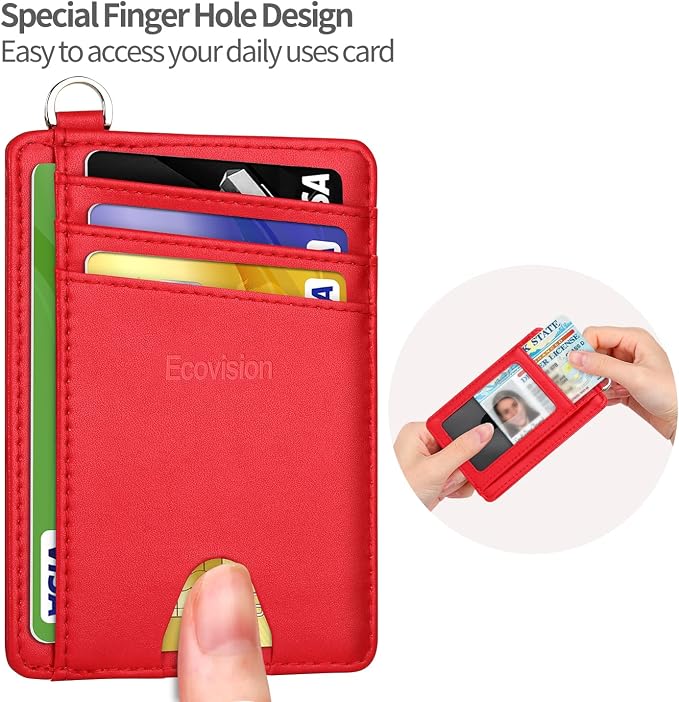 Slim Minimalist Front Pocket Wallet, RFID Blocking Credit Card Holder Wallet with Detachable D-Shackle for Men Women - Image 6