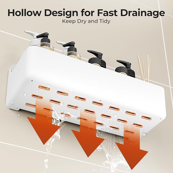Orimade Shower Caddy 3-Pack, No-Drill Adhesive Shelves for Bathroom, Rustproof ABS Storage Organizer Set, White - Image 4