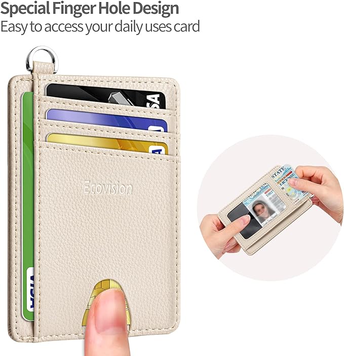 Slim Minimalist Front Pocket Wallet, RFID Blocking Credit Card Holder Wallet with Detachable D-Shackle for Men Women - Image 6