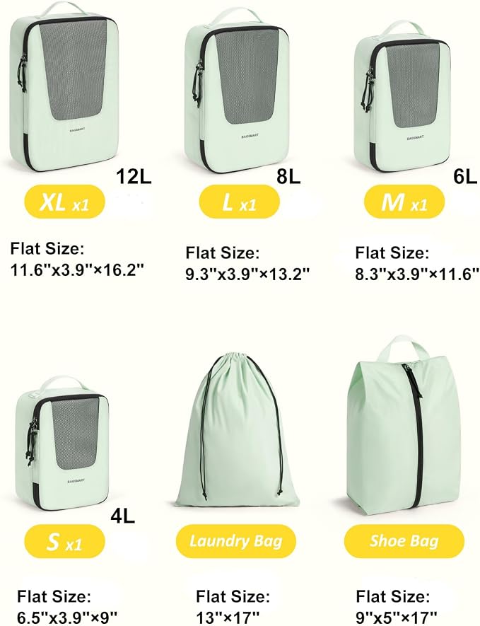BAGSMART Compression Packing Cubes for Travel, 6/5/4set Lightweight Packing Organizers, Summer Travel Essentials Suitcase Organizer Bags Set - Image 2