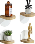 SAYAYO Small Floating Shelves for Wall Storage, 4 x 4 Inch Adhesive Shelves | Mini Shelf for Bedroom Decor, Display Wood Shelf Organizer with White Base for Living Room, Office, Balcony, 4 PCS by SAYAYO