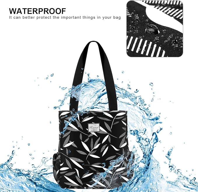 KAMO Floral Tote Bag - Waterproof Lightweight Handbags Travel Shoulder Bag for Hiking Yoga Gym Swimming Travel Beach - Image 6