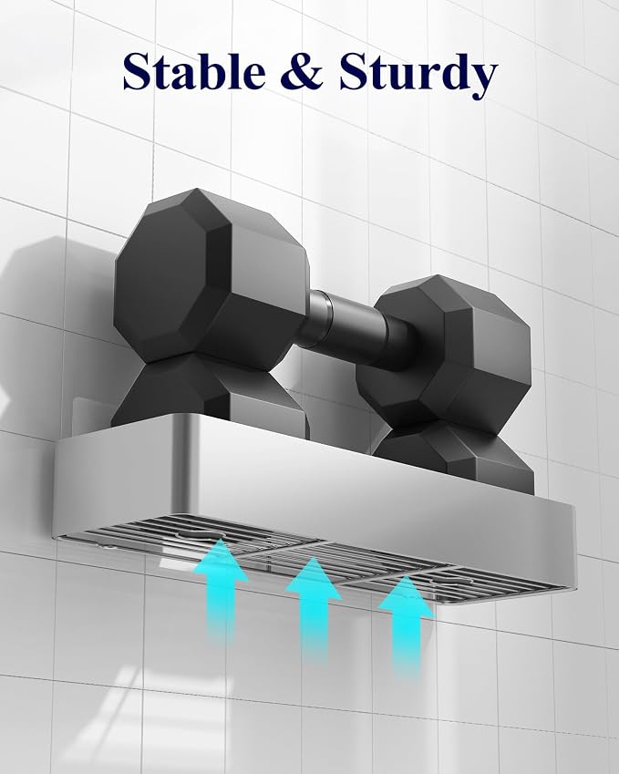 Kitsure Shower Caddy - 2 Pack Adhesive Shower Organizer, Rustproof Metal Shelves, No-Drill Bathroom Organizers and Storage, Silver Grey, XX-Large - Image 4