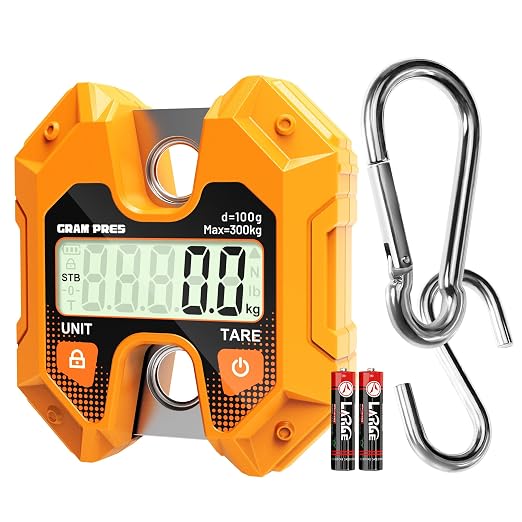 GRAM PRES Digital Hanging Scale - 660LB/300KG, Mini Crane Scale for Deer Hunting, Farm, Fishing, Meat, Game, Luggage, Outdoor by GRAM+PRES