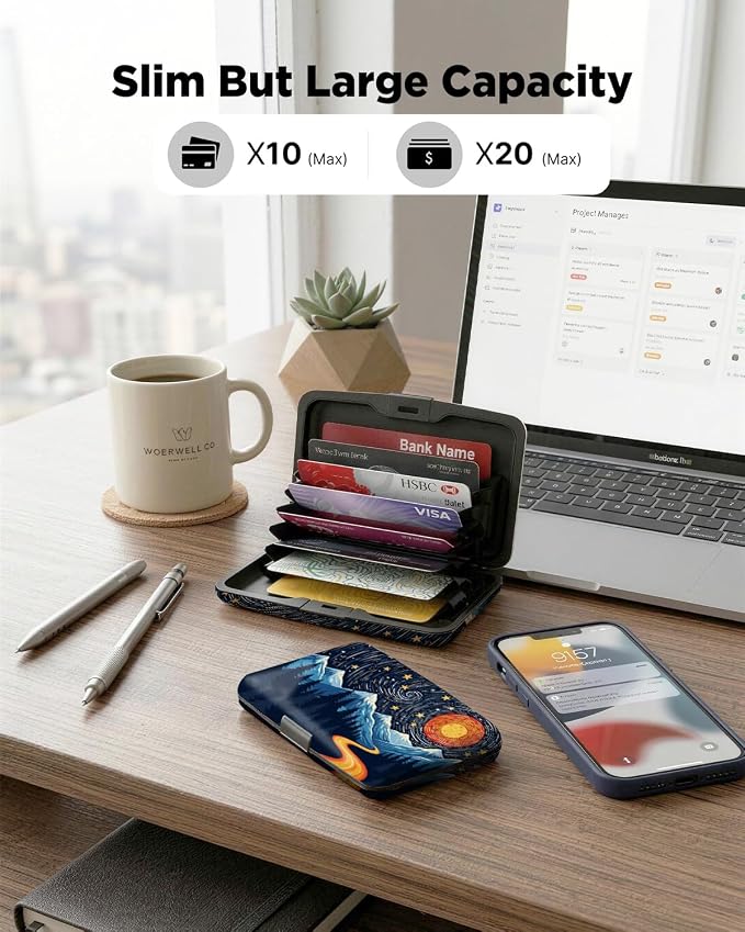 Maicican RFID Blocking Aluminum Credit Card Holder | Slim Metal Wallet for Women & Men, Business Card Case for Travel, Fits Front Pocket, Card holder wallet - Sun - Image 5