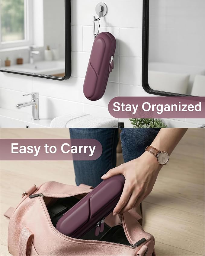 ProCase Toothbrush Travel Case for Oral-B/Oral-B Pro 1000 1500 5000 7000 7500 6000 9600/Philips Sonicare 4100 5100 1100 6100 5300 Oral-B iO Electric Toothbrush Portable Hard Container -Plum - Image 5