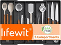 Lifewit Utensil Organizer for Kitchen Drawers, Expandable Utensil Tray | Adjustable Cooking Cutlery Silverware Flatware Holder, Plastic Spatula Tools Storage Divider, 16- 28 x 18.5", Black by Lifewit