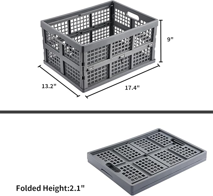 Aebeky 3-Pack Plastic Collapsible Storage Crates-30L,Foldable Plastic Crates for Storage (Gray) - Image 3