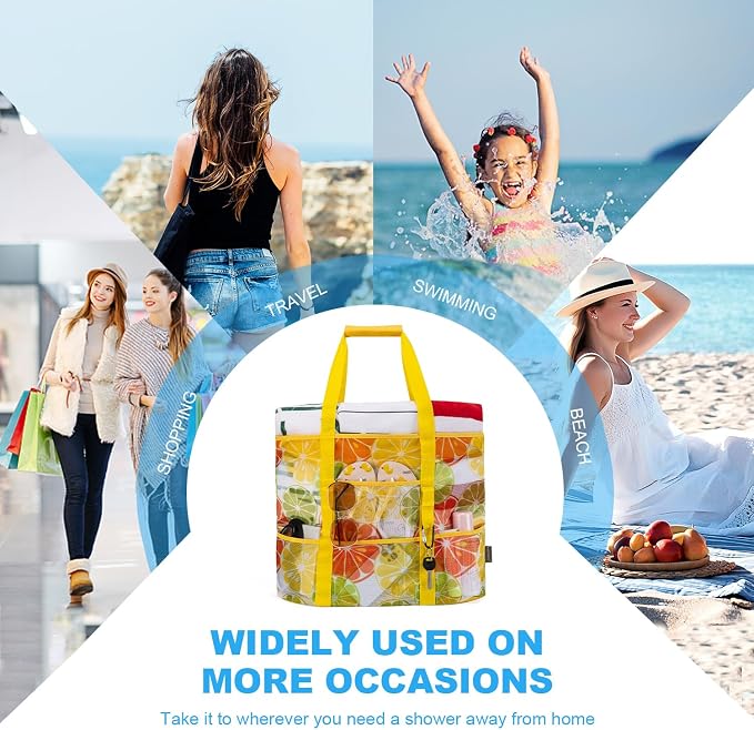 KABAQOO Mesh Beach Bag, Extra Large Beach Bags with 9 Pockets & Zipper Waterproof Lightweight Beach Tote for Beach/Pool Trip - Image 7