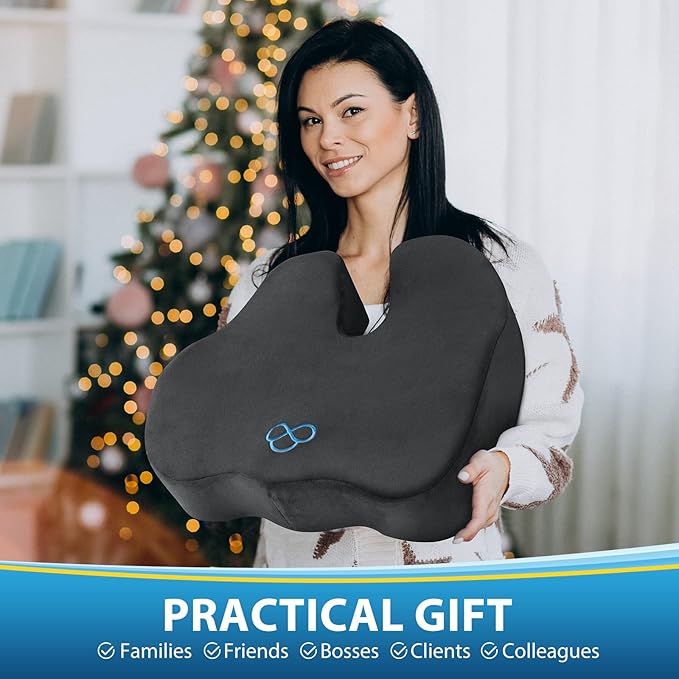 BlissTrends Thick Seat Cushion for Office Chair & Car Seat, XL, Grey | 5.2in Memory Foam with Removable Velvet Cover, Ergonomic Tailbone & Sciatica Support for Pressure Relief and Long Sitting - Image 8