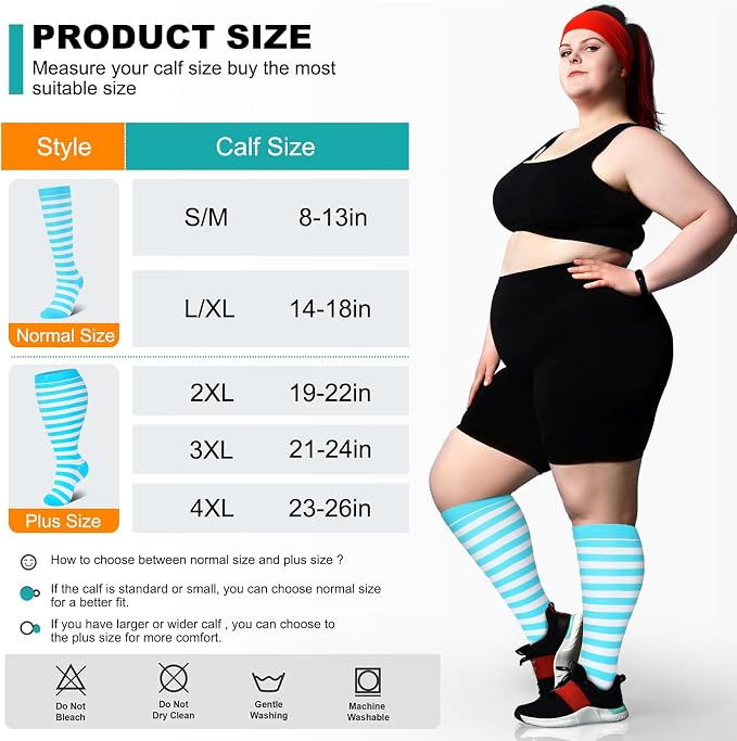 Genovega 3 Packs Wide Calf Compression Socks for Women Men Knee Hight S/M-4XL for Gifts - Image 6