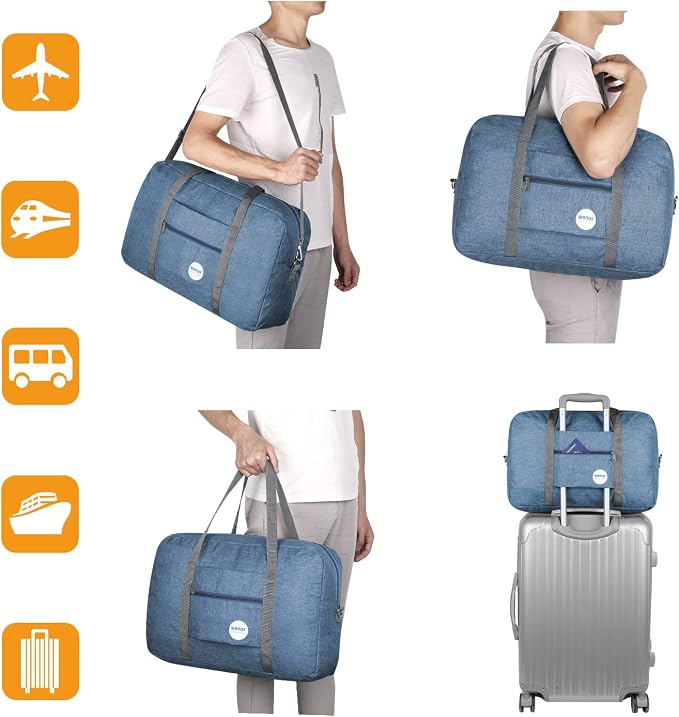 WANDF Personal Item Travel Bag, Carry On Duffle Bag Women | 18x14x8 inches, Airline Underseat Aprroved, Weekend Overnight Trips, Lightweight Packable - Image 7