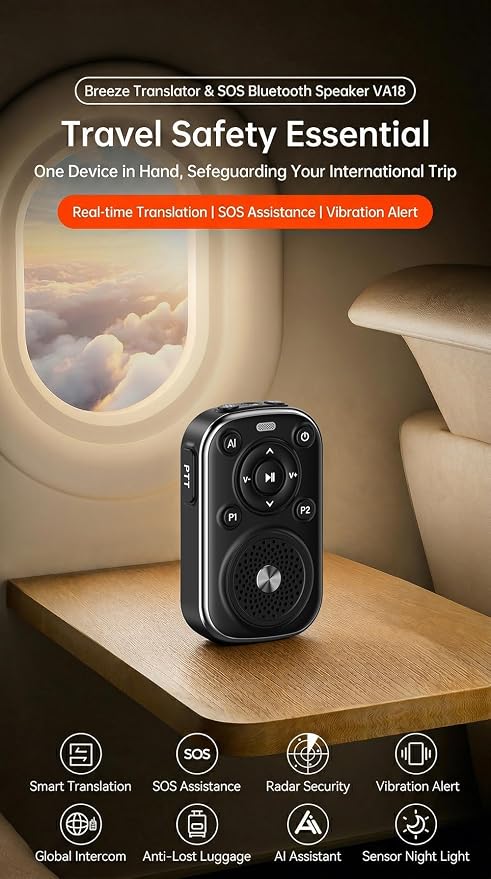 2 in 1 Smart Portable Personal Safety Alarm Mini Bluetooth Speaker with App Notifications, Radar Motion Sensor for Hotel/Travel/Camping Safety, Smart Luggage Anti-Theft Alarm, Emergency SOS Device - Image 2
