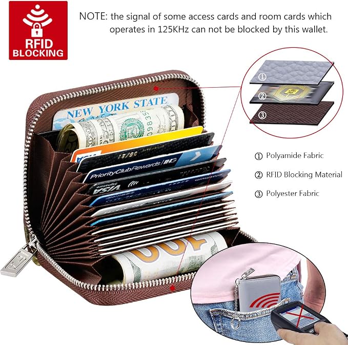 FurArt Zipper Wallet Women RFID Credit Card Holder keychain Wallet | ID Window RFID Blocking Compact Small business 15/16 slots - Image 5