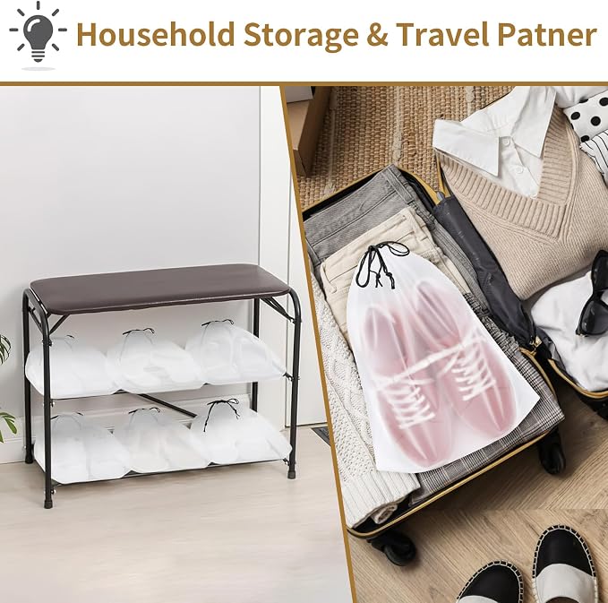 20 Pack Shoe Bags for Travel, Clear Travel Shoe Bags for Packing Waterproof | 15.7" x 11.8" Large Portable Drawstring Travel Shoe Storage Bag Travel Essentials Women for and Men - Image 7