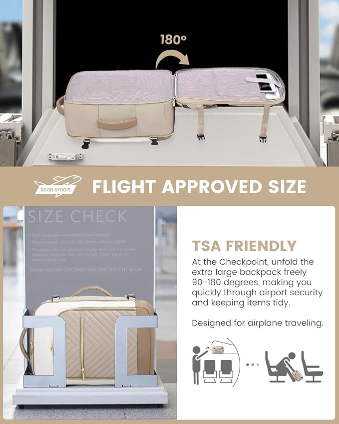 LOVEVOOK Large Travel Backpack for Women, TSA Carry on Backpack for Airplanes, 40L Personal Item Travel Bag for Women fits 17" Laptop,Waterproof Carry on Bag Airplane Approved with 3 Packing Cubes - Image 4