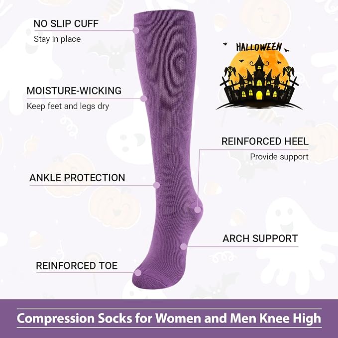 Junely Compression Socks for Women Knee High Stockings | Running Athletic Nurses Pregnant Women Work Support Travel Flight Sports Cosplay Costume Accessories Gifts - Image 6
