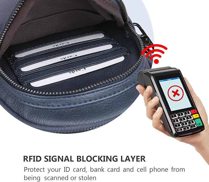 Anti-theft Chest Bags Women Small PU Leather Sling Fanny Pack | RFID Blocking,Safety Zipper,5 Card Slots,Adjustable Strap,Large Capacity,Multi Pockets,Faux Leather,Daypack,Bum Bags,Travel - Image 5