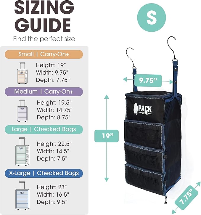 Hanging Carry-On Organizer - Our Standard Hanging Luggage Organizer Fits Any Carry On - Our Packing Cubes For Travel Use Mesh Windows to Make Finding Clothes Easy (Black, S) - Image 4