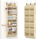Lifewit 1 Pack Over the Door Organizer, 12 Section Clear Window Hanging Storage with 4 Side Pockets, Sturdy Anti Tilt 40 lbs Load Behind Door for Closet, Bedroom, Bathroom, Nursery, Dorm, Beige by Lifewit