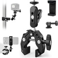 AKASO Camera Super Clamp Mount with Phone Clip Dual Ballhead Magic Arm | Clamp Mount with Cold Shoe for GoPro, Insta360, DJI Action, Osmo 360, EK7000/EK7000 Pro, Brave 4, Brave 7 LE Action Cameras by AKASO