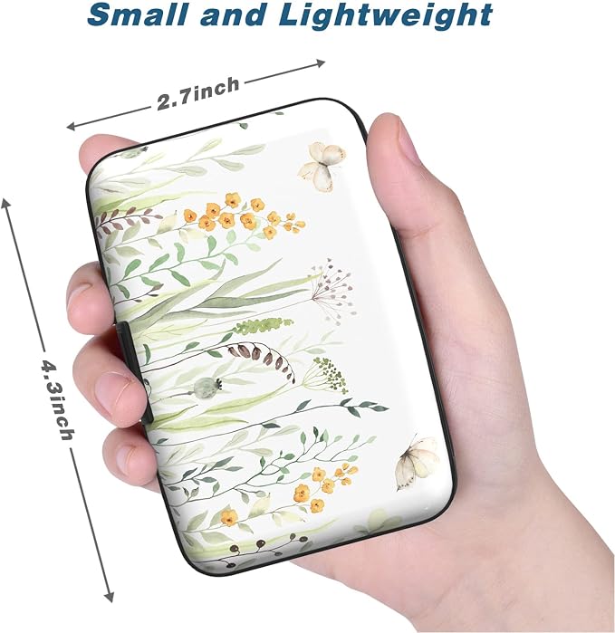Credit Card Holder, Mini Aluminum Card Wallet RFID Blocking Slim Metal Hard Card Case for Women Men, Butterfly Flowers - Image 3