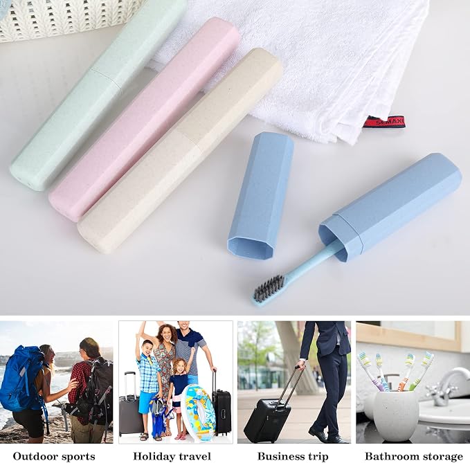 Hooqict 4 Pack Travel Toothbrush Case Portable Travel Toothbrush Holder Plastic Toothbrush Container Protector Cover for Traveling, Camping, Home, School, Business - Image 4