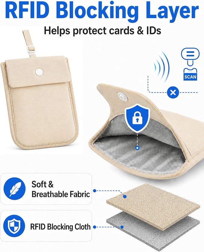 RFID-Blocking Travel Bra Wallet, Hidden Money Pouch with Elastic Strap | Ideal Secret Pocket to Protect Your Passport, Credit Cards, Cash and Valuables Under-Clothes, Nude, Bamneat - Image 4